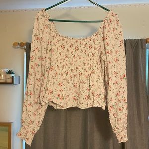 Candie’s Off The Shoulder Cropped Longsleeve Shirt